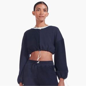 STAUD Navy Blue Cropped Sweater